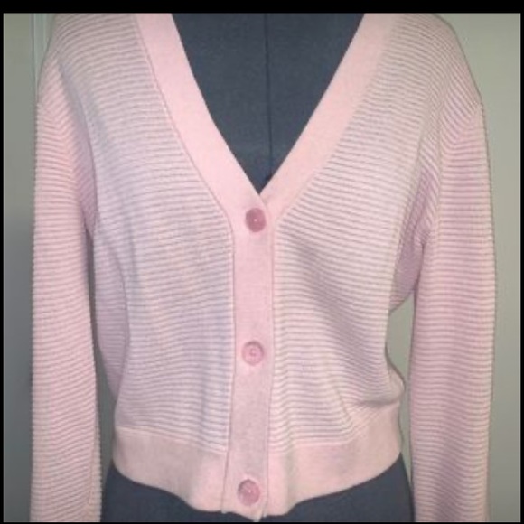 Aritzia Wilfred baby pink crop cardigan - Picture 1 of 4